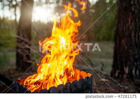 Grill with great fire. Grill with great fire. 47281175