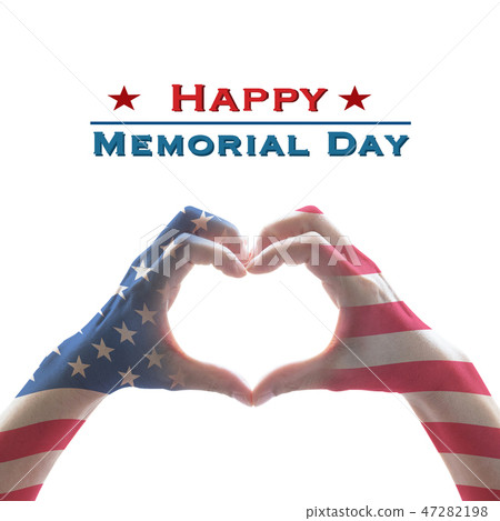 Happy memorial day America flag pattern on hands 47282198