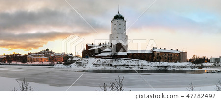 panorama of Vyborg castle and Castle island   47282492