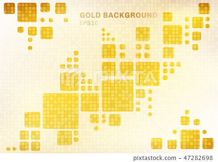 Abstract white geometric on shiny golden square Abstract white geometric on shiny golden square 47282698