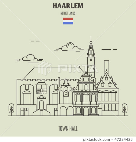 Town Hall in Haarlem, Netherlands. Landmark icon Town Hall in Haarlem, Netherlands. Landmark icon 47284423