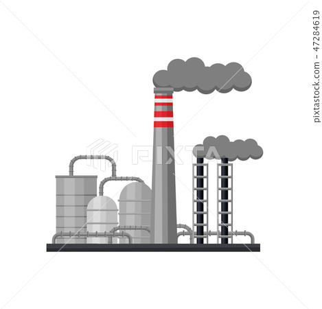 Industry factory with large steel cisterns and smoking pipes. Industrial zone. Metallurgical plant 47284619
