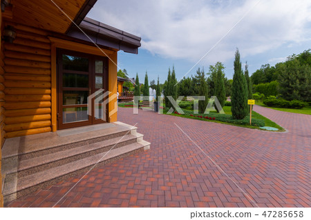 Marble steps of the entrance to the wooden buildin Marble steps of the entrance to the wooden buildin 47285658