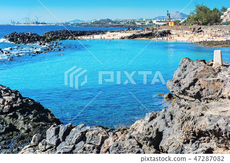 Playa Jablillo beach, in Costa Teguise, Lanzarote Playa Jablillo beach, in Costa Teguise, Lanzarote 47287082