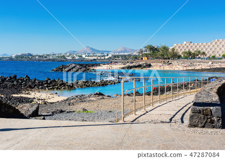 Playa Jablillo beach, in Costa Teguise, Lanzarote Playa Jablillo beach, in Costa Teguise, Lanzarote 47287084