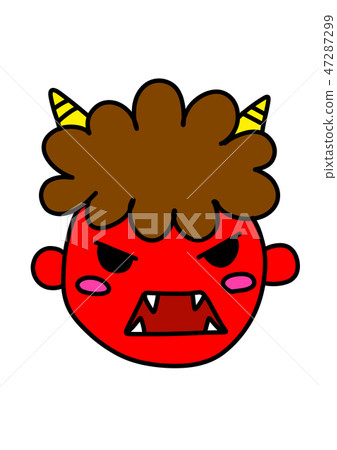 Cute red demon face illustration for setsubun - Stock Illustration ...