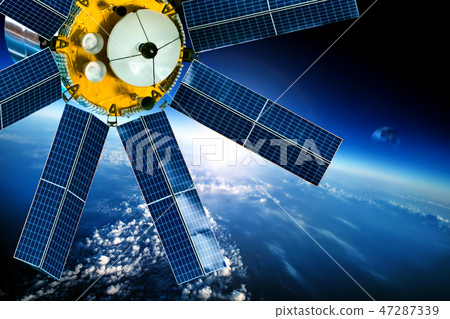 Space satellite over the planet earth Space satellite over the planet earth 47287339