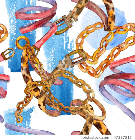 插图素材: golden chain and leather belt sketch glamour