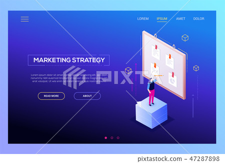 Marketing strategy - modern isometric vector web banner Marketing strategy - modern isometric vector web banner 47287898