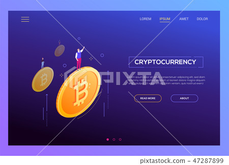 Cryptocurrency concept - modern isometric vector web banner Cryptocurrency concept - modern isometric vector web banner 47287899
