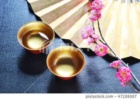 紅色李子和金杯子 47288087