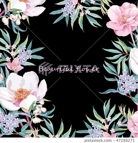 Beautiful elegant watercolor rose and peony flower illustration Beautiful elegant watercolor rose and peony flower illustration 47288271