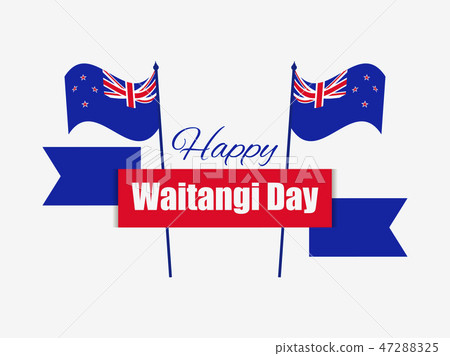 Waitangi Day, February 6. Greeting card with flag Waitangi Day, February 6. Greeting card with flag 47288325