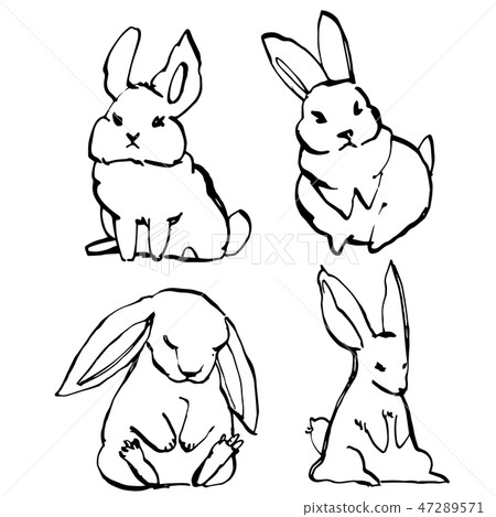Collection of some cute rabbits, hand draw...-插圖素材 [47289571] - PIXTA圖庫