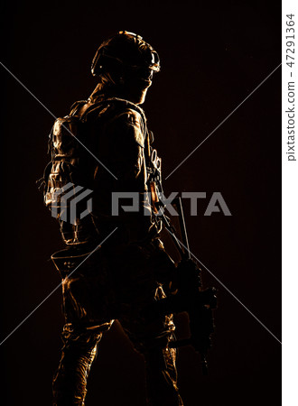 Modern war conflict combatant low key studio shoot 47291364