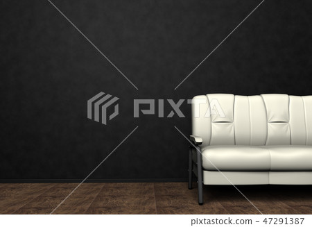 Loft interior mock up photo. Brown leather sofa. Minimalist style. Background photo with copy space Loft interior mock up photo. Brown leather sofa. Minimalist style. Background photo with copy space 47291387