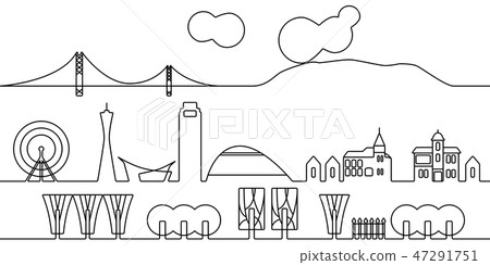 City line drawing Kobe monochrome City line drawing Kobe monochrome 47291751