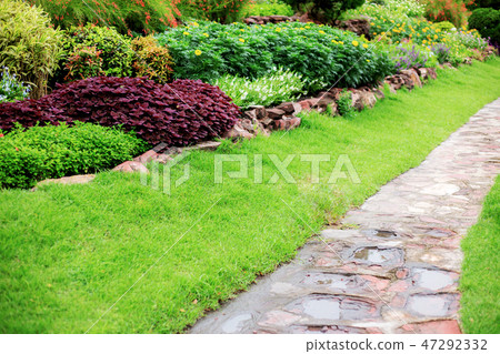 walkway in garden. walkway in garden. 47292332