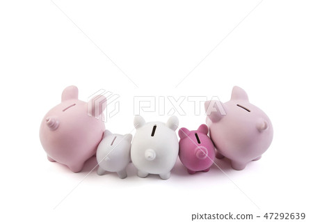 Group of piggy banks on white background Group of piggy banks on white background 47292639