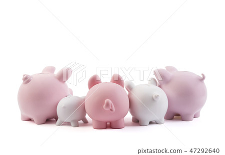 Group of piggy banks on white background Group of piggy banks on white background 47292640