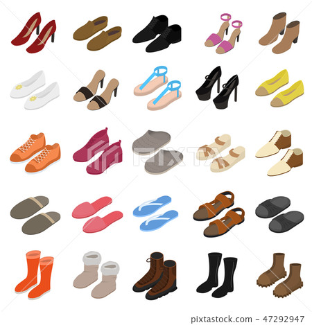 Shoes Sign 3d Icon Set Isometric View. Vector 47292947