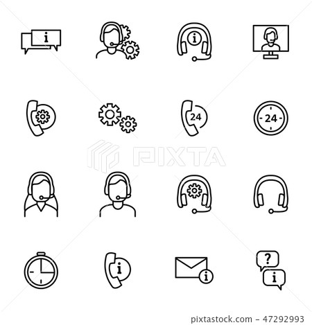 Support Signs Black Thin Line Icon Set. Vector - Stock Illustration ...
