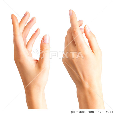 Woman beautiful hands showing something on it 47293943