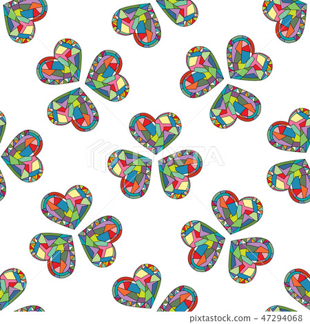 Hearts love hand drawn vector seamless pattern. - Stock Illustration ...