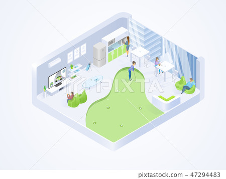 Coworking Office Lounge Interior Isometric Vector Coworking Office Lounge Interior Isometric Vector 47294483