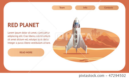 Banner Illustration Spaceship Surface Red Planet Banner Illustration Spaceship Surface Red Planet 47294502