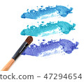 Palette of eye shadows blue tone and make up brush 47294654