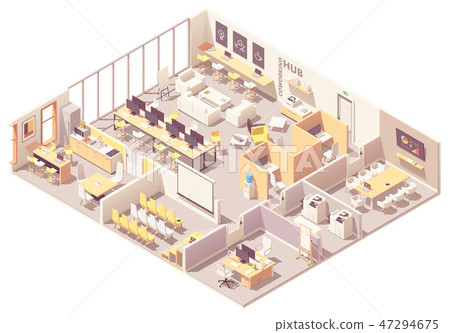 Vector isometric coworking space interior plan 47294675