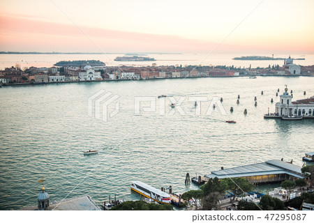 Venice The San Marco Canal at Sunset, from the Belfry of San Marco Square 47295087