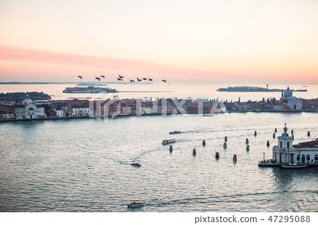 Venice The San Marco Canal at Sunset, from the Belfry of San Marco Square 47295088