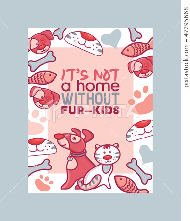 Veterinary pattern vector pet animal puppy kitty character on vetclinic vetshop backdrop Veterinary pattern vector pet animal puppy kitty character on vetclinic vetshop backdrop 47295668