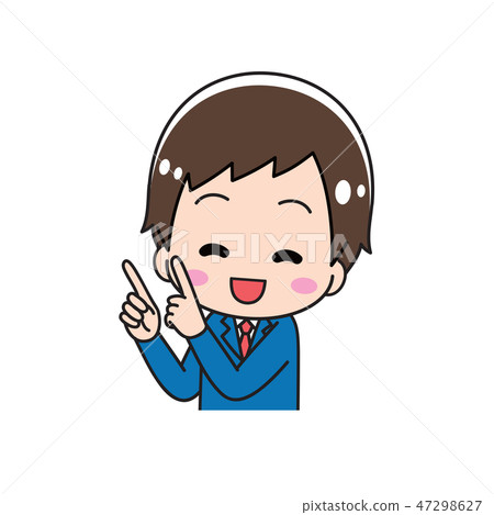 Boy student holding a finger - Stock Illustration [47298627] - PIXTA