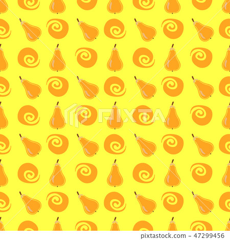 Pear fruit color vector plain seamless pattern. Simplified retro illustration. Wrapping or scrapbook 47299456