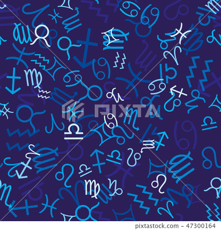 Blue glass blots as zodiac icons Blue glass blots as zodiac icons 47300164