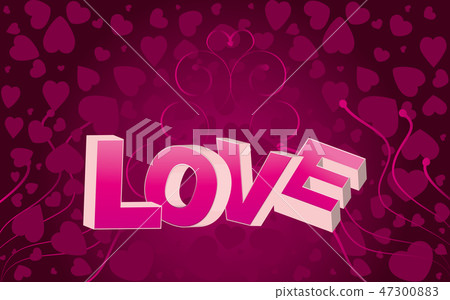 Pink valentine card with love Pink valentine card with love 47300883