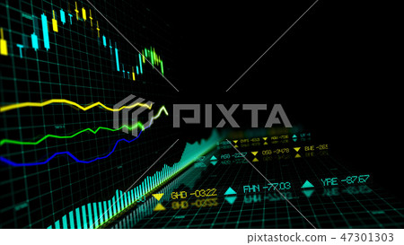 3D rendering of stock indexes in virtual space 47301303