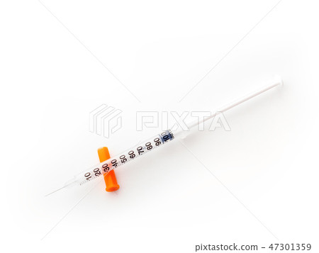 Several insulin syringes for for injection white isolated background Several insulin syringes for for injection white isolated background 47301359