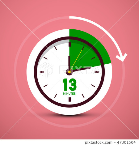 13 Thirteen Minutes Clock Icon. 47301504