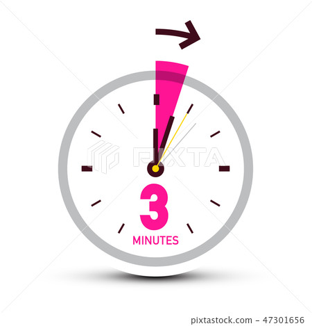 Three 3 Minutes Clock Icon with Arrow 47301656