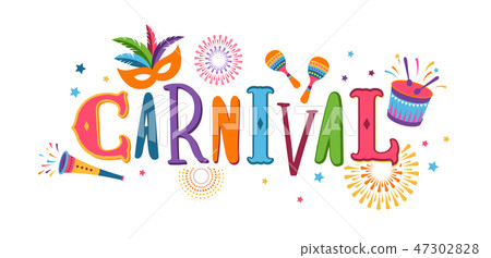 Brazilian Carnival, music festival, masquerade flyer, vector design 47302828