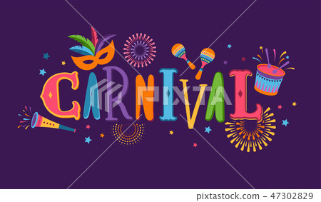 Brazilian Carnival, music festival, masquerade flyer, vector design 47302829