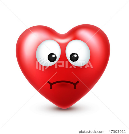 Heart smiley emoji vector for Valentines Day. Funny red face with expressions and emotions. Love Heart smiley emoji vector for Valentines Day. Funny red face with expressions and emotions. Love 47303911
