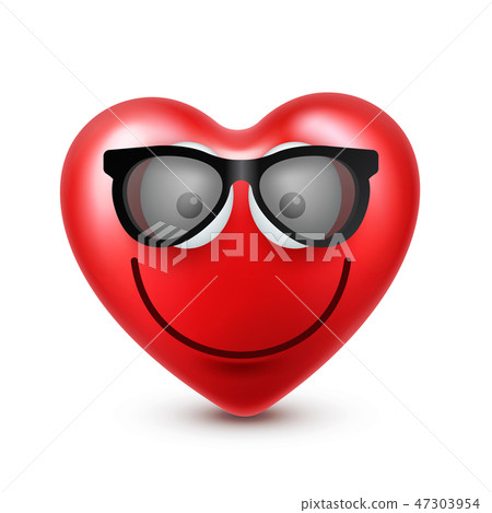 Heart smiley emoji vector for Valentines Day. Funny red face with expressions and emotions. Love 47303954