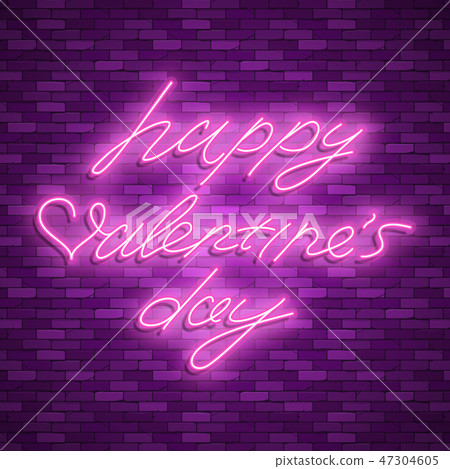 Happy Valentines Day. Neon. Vector stock images - Stock Illustration ...
