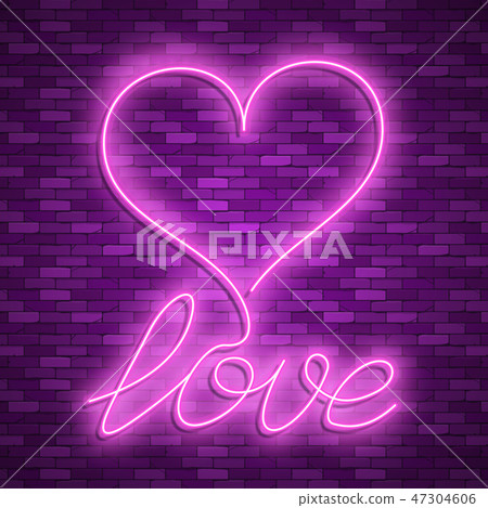 Happy Valentines Day. Neon. Vector stock images 47304606