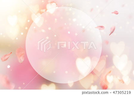 Abstract composition for Women's Day. Pink flower petals flying with hearts symbols. Abstract composition for Women's Day. Pink flower petals flying with hearts symbols. 47305219